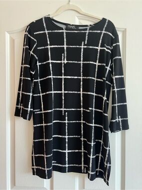 Sympli Black & White Windowpane Tunic Dress